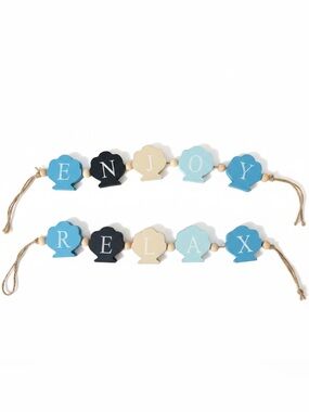 Enjoy Relax Hanging Shell Garland - Blue, Black, Cream